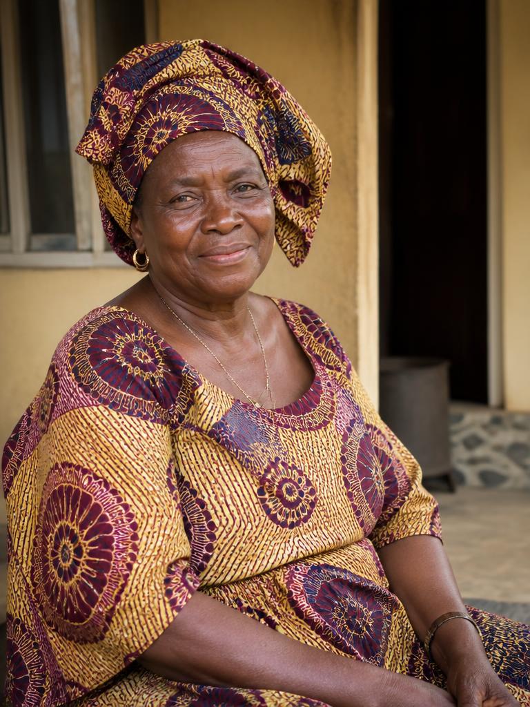 Portrait of a Nigerian grandmother in traditional attire