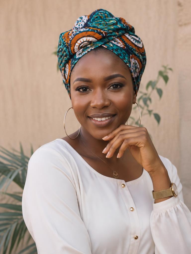 Portrait of a young Yoruba woman wearing a headwrap